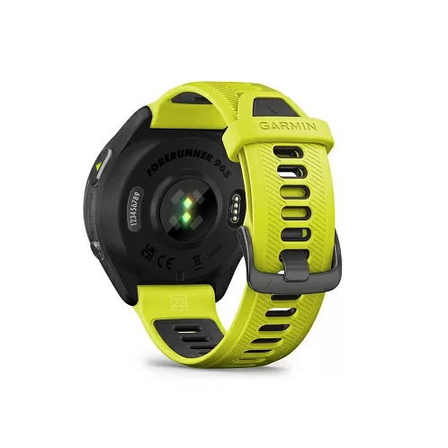 Умные часы Garmin Forerunner 965 черные, темно-серый DLC/титановый безель, ремешок - желто-черный 