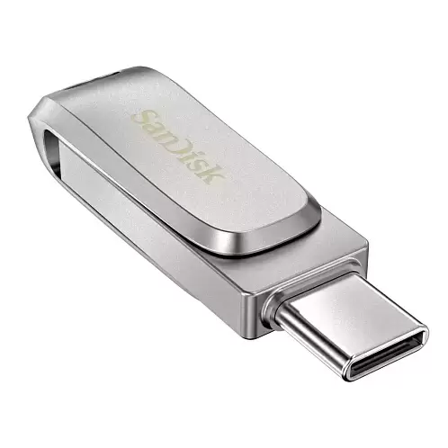 Флеш-накопитель SanDisk Ultra Dual Drive Luxe, USB/Type-C, USB 3.1, 256Гб, серебристый