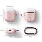 Чехол Elago DUO Hang Wireless case для AirPods, карабин, силикон, розовый с крышками белый и голубой