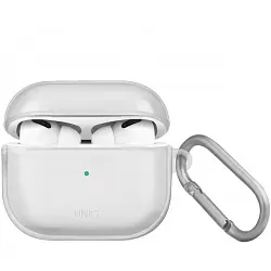 Чехол Uniq Glase TPU case с крабином для Airpods 3, прозрачный