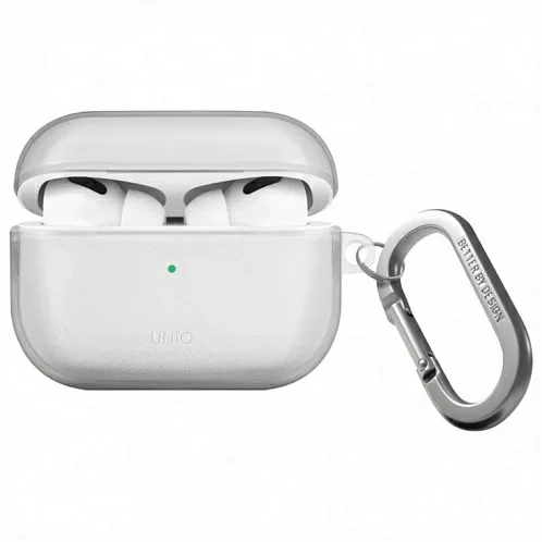 Чехол Uniq Glase TPU для Airpods Pro 2, с карабином, прозрачный