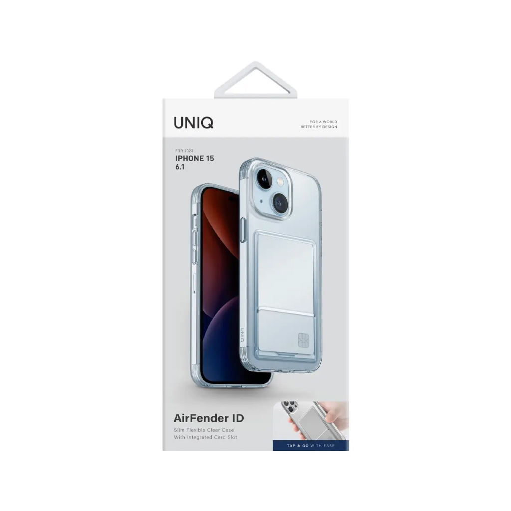 Чехол Uniq для iPhone 15 Pro Max Air Fender ID, cardslot, прозрачный