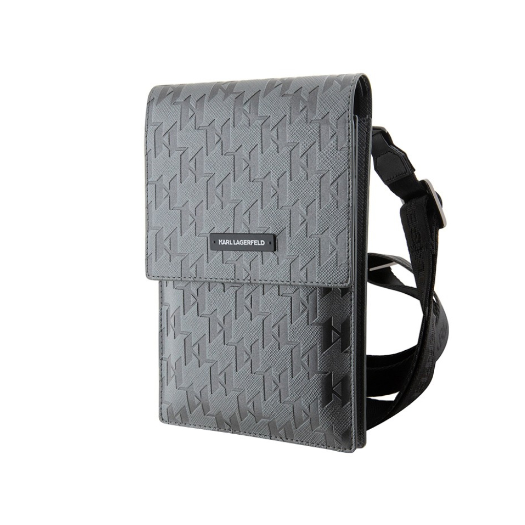 Сумка Lagerfeld Wallet Phone Pouch Saffiano Monogram для смартфонов,  серебряный