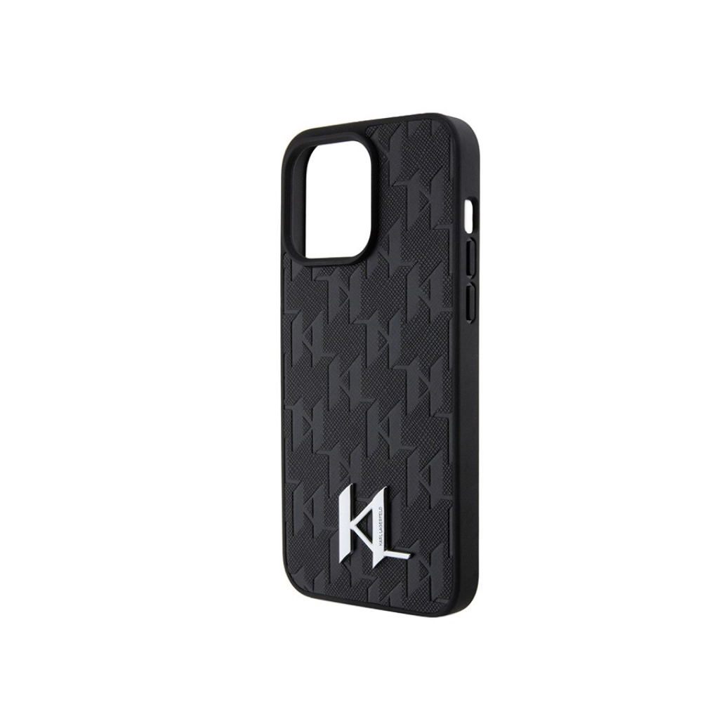 Чехол Lagerfeld для iPhone 15 Pro Max чехол PU Saffiano Monogram Metal logo  Hard Black