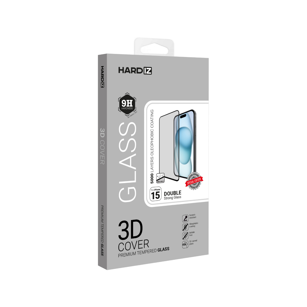 Купить Защитное стекло для iPhone 15 HARDIZ Premium Tempered Glass: 3D  Cover, черный в Москве в сети магазинов iShop