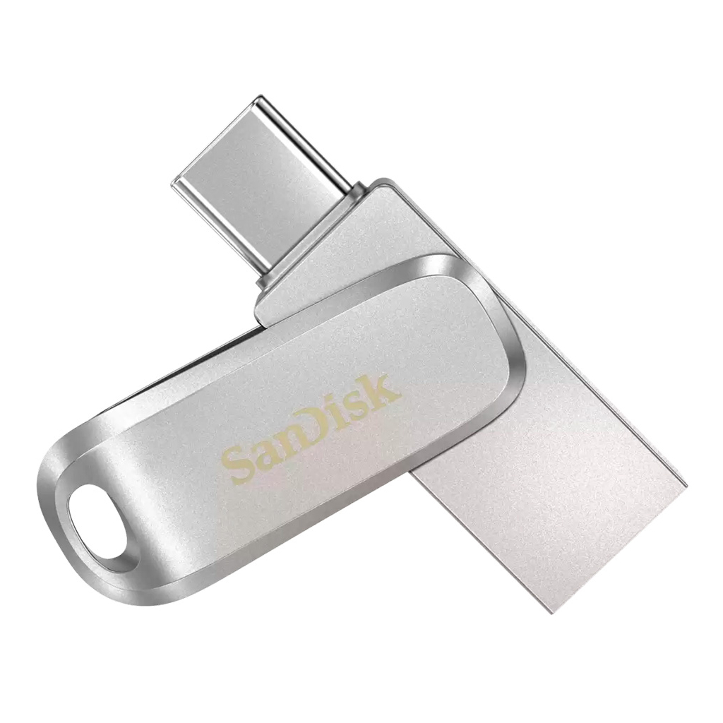 Купить Флеш-накопитель SanDisk Ultra Dual Drive Luxe, USB/Type-C, USB 3.1,  128Гб, серебристый в Москве в сети магазинов iShop