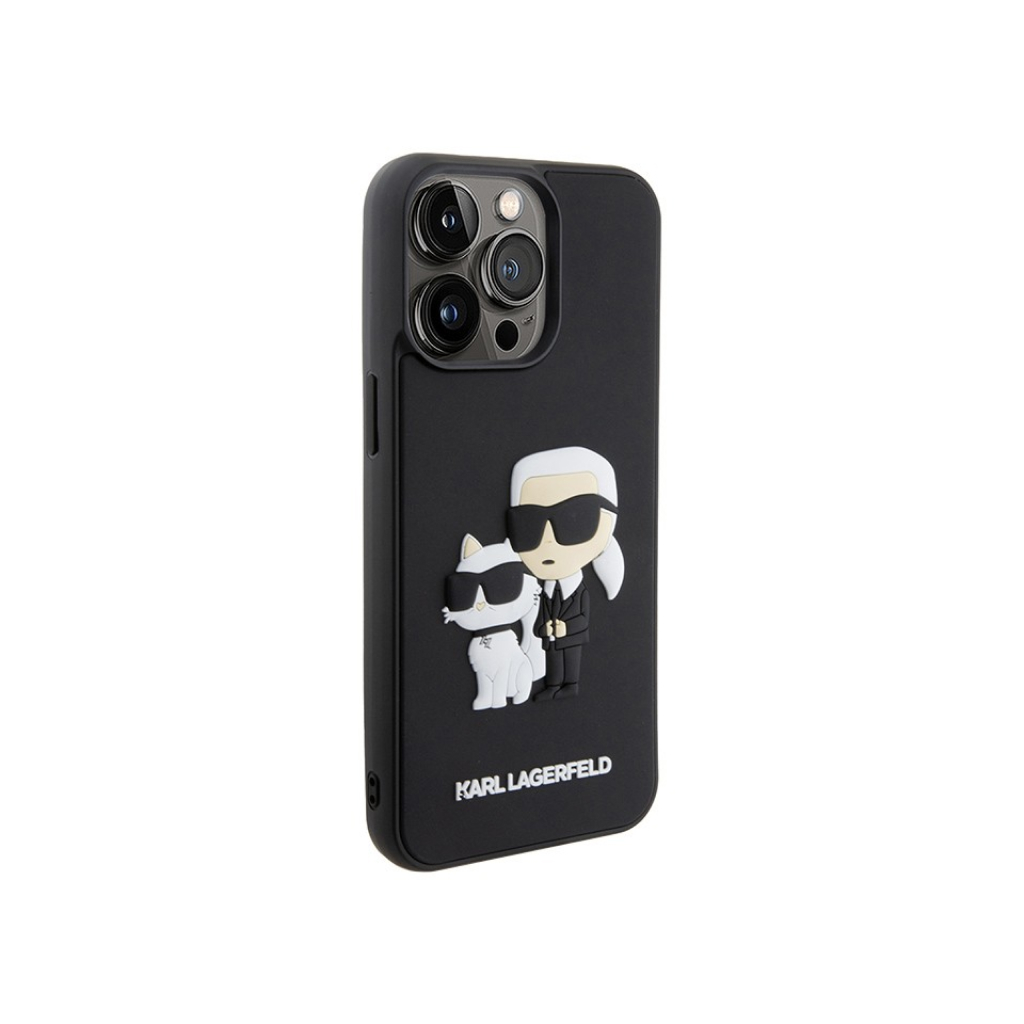 Купить Чехол Lagerfeld для iPhone 15 Pro 3D Rubber Karl & Choupette Hard  Black в Москве в сети магазинов iShop