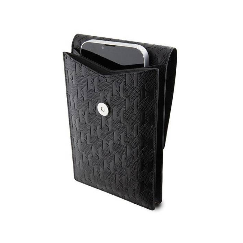 Купить Сумка Lagerfeld Wallet Phone Pouch Saffiano Monogram Ikonik patch  для смартфонов, черный / черный в Москве в сети магазинов iShop