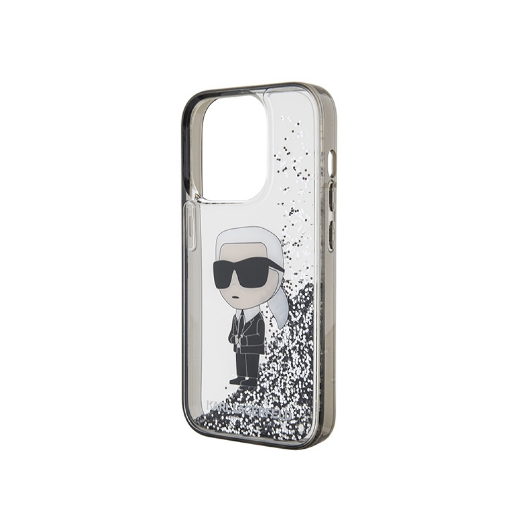 Купить Чехол Lagerfeld для iPhone 15 Plus Liquid Glitter NFT Karl Ikonik  Hard Transparent/Black в сети магазинов iShop