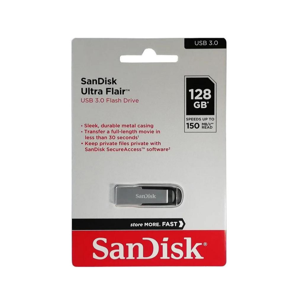 Купить Флеш-накопитель SanDisk Ultra Flair 128Гб, USB 3.0 Flash Drive,  серебристый в Москве в сети магазинов iShop