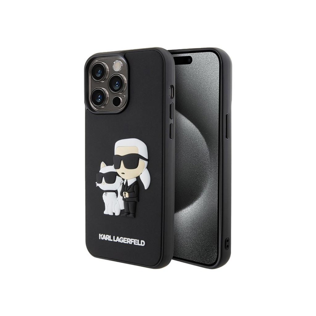 Чехол Lagerfeld для iPhone 15 Pro чехол 3D Rubber Karl & Choupette Hard  Black