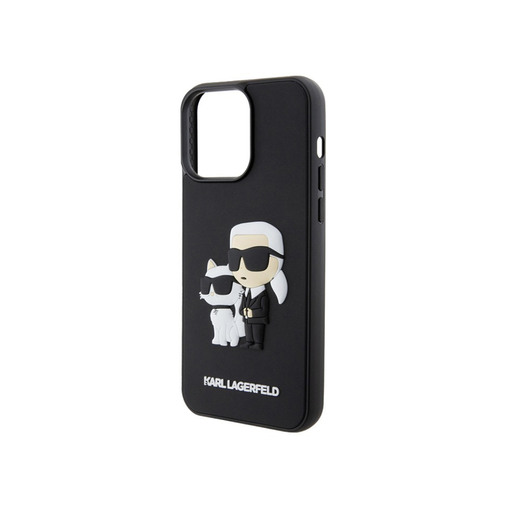 Купить Чехол Lagerfeld для iPhone 15 Pro 3D Rubber Karl & Choupette Hard  Black в Москве в сети магазинов iShop