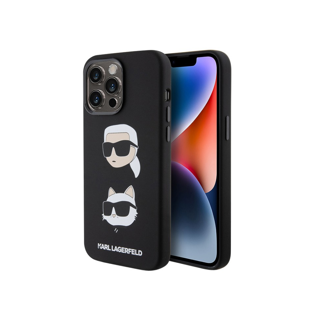 Купить Чехол Lagerfeld для iPhone 15 Pro Max Liquid Silicone Karl &  Choupette heads Hard Black в Москве в сети магазинов iShop