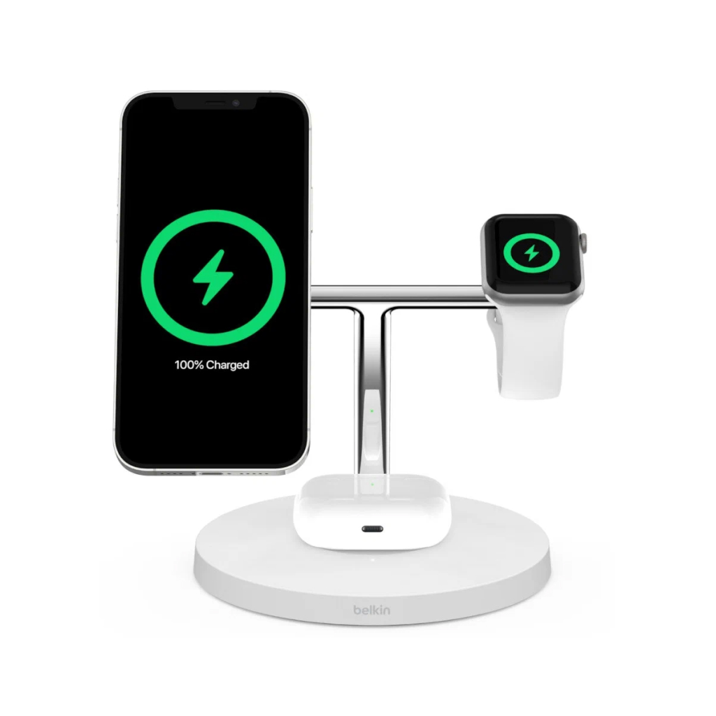 Беспроводное зарядное устройство Belkin BoostCharge Pro 3-in-1 Wireless  Charger, MagSafe ,15W, белый