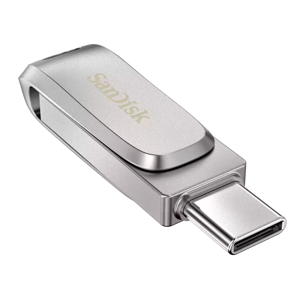 Купить Флеш-накопитель SanDisk Ultra Dual Drive Luxe, USB/Type-C, USB 3.1,  128Гб, серебристый в Москве в сети магазинов iShop