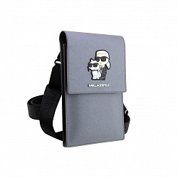 Сумка Lagerfeld Wallet Phone Pouch Saffiano NFT Karl & Choupette для смартфонов, серебристый