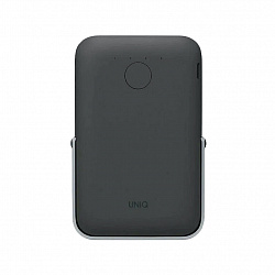 Внешний аккумулятор Uniq HOVEO 5000W, беспровод 15W, провод USB-C 20W, подставка, темно-серый