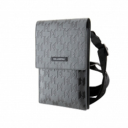 Сумка Lagerfeld Wallet Phone Pouch Saffiano Monogram для смартфонов, серебряный