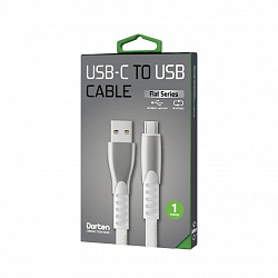 Кабель Dorten USB-C / USB Flat Series, 1м, белый