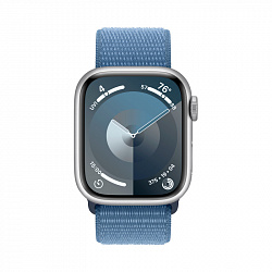 Watch S9, 45 mm, серебристый, Sport Loop Ремешок "грозовой синий"