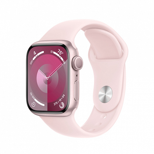 Watch S9, 45 mm, розовый, силиконовый ремешок нежно-розового цвета S/M