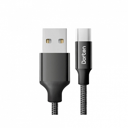 Кабель Dorten USB-C / USB Metallic Series, 2м, черный 