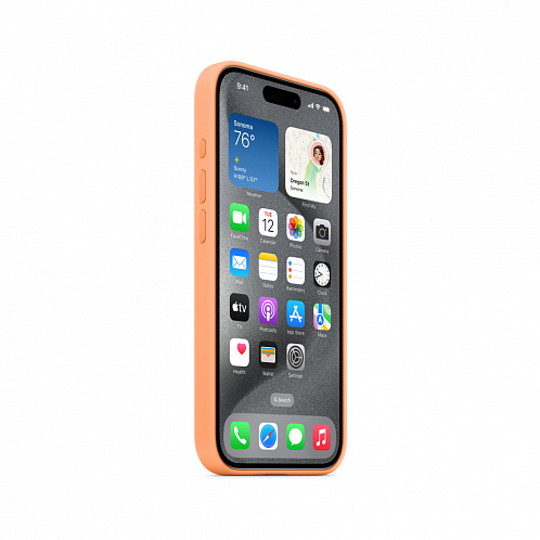 Чехол Apple для iPhone 15 Pro, MagSafe, силикон, апельсиновый