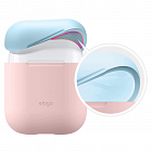 Чехол Elago DUO для AirPods, силикон, розовый, крышки -  белый и голубой