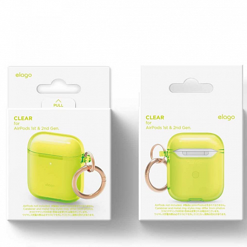 Чехол Elago Clear Hang case для AirPods Gen 1 & 2, желтый неон
