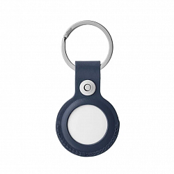 Чехол uBear Capital Leather для Apple AirTag с кольцом, кожаный, темно-синий
