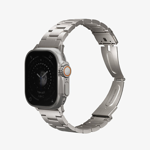 Ремешок Uniq OSTA для Apple Watch 49/45/44/42 mm сталь, саморегулирующиеся звенья, серебристый