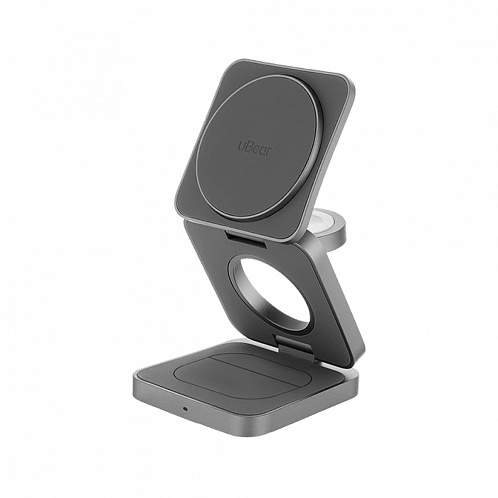 Беспроводное зарядное устройство uBear Balance 3-in-1 Magnetic Wireless Charger, серый