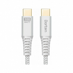 Кабель Dorten USB-C / USB-C PD, 100W, 2м, серебристый