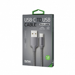 Кабель Dorten USB-C / USB Metallic Series,1.2м, темно-серый