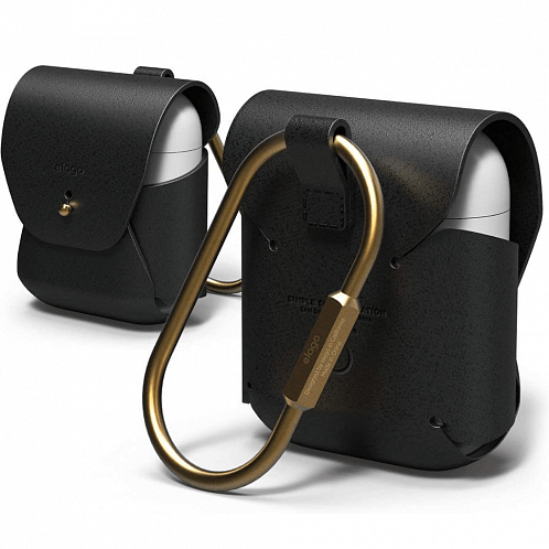 Чехол Elago Genuine leather case для AirPods, черный