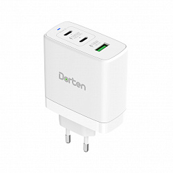 Сетевое зарядное устройство Dorten 3-Port USB Smart ID 100W GaN, PD3.0/PPS+QC3.0, белый