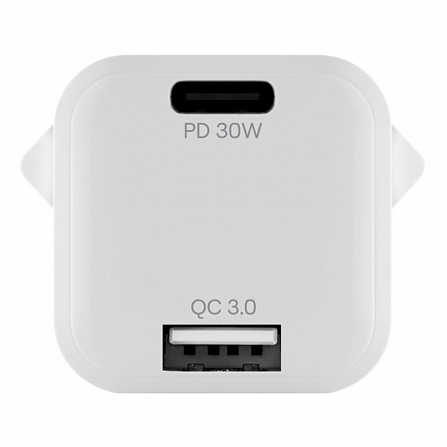 Сетевое зарядное устройство uBear Pulse Dual 30W (USB-A, USB-C), белый