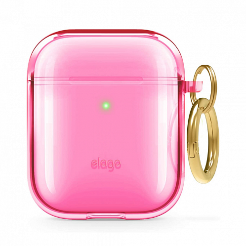 Чехол Elago Clear Hang case для AirPods Gen 1 & 2, розовый неон