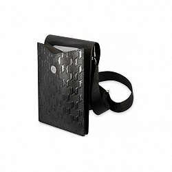 Сумка Lagerfeld Wallet Phone Pouch Saffiano Monogram Ikonik patch для смартфонов, серебро / черный