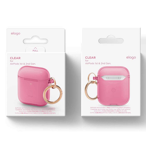 Чехол Elago Clear Hang case для AirPods Gen 1 & 2, розовый неон