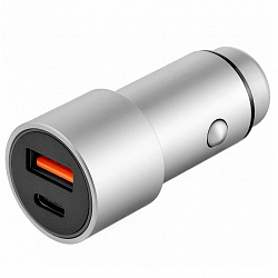 Автомобильное зарядное устройство uBear Ride 20W Max, USB-C+USB A (PD, QC 3.0), серый