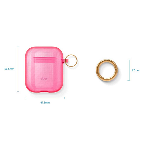 Чехол Elago Clear Hang case для AirPods Gen 1 & 2, розовый неон