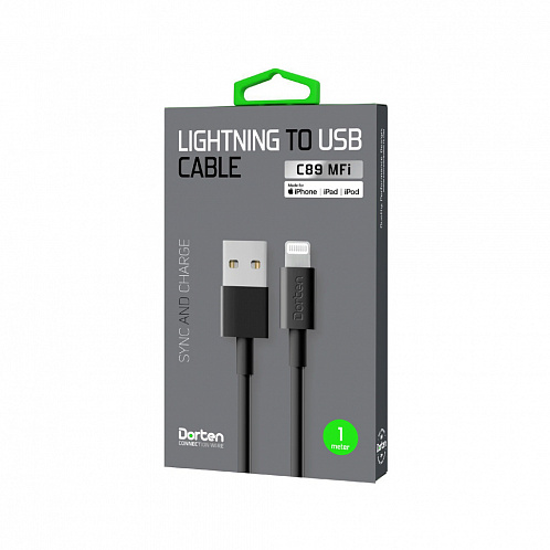Кабель Dorten C89 Mfi Lightning / USB, 1.2м, черный