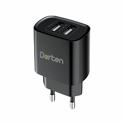 Сетевое зарядное устройство Dorten 2-Port USB Smart ID 12W Wall QC 2.4A, черный