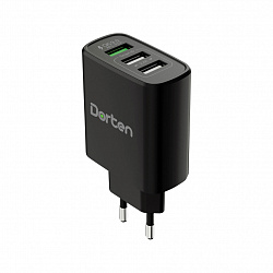 Сетевое зарядное устройство Dorten 3-Port USB Smart ID 30W Wall Quick Charger: QC3.0+2.4A, черный