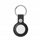 Чехол uBear Capital Leather для Apple AirTag с кольцом, кожаный, чёрный
